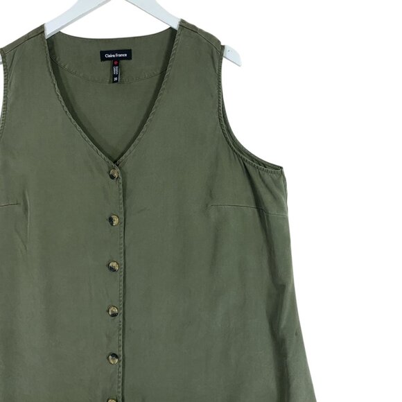 plus size sleeveless Button tank top tunic style  green size 20 Claire France - Picture 10 of 15